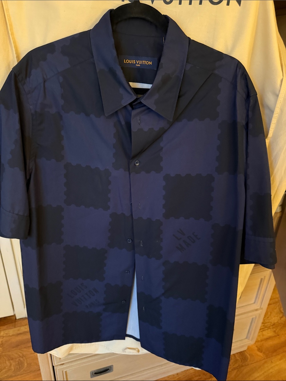 Louis Vuitton Navy Jacket with Orange Logo Stitching